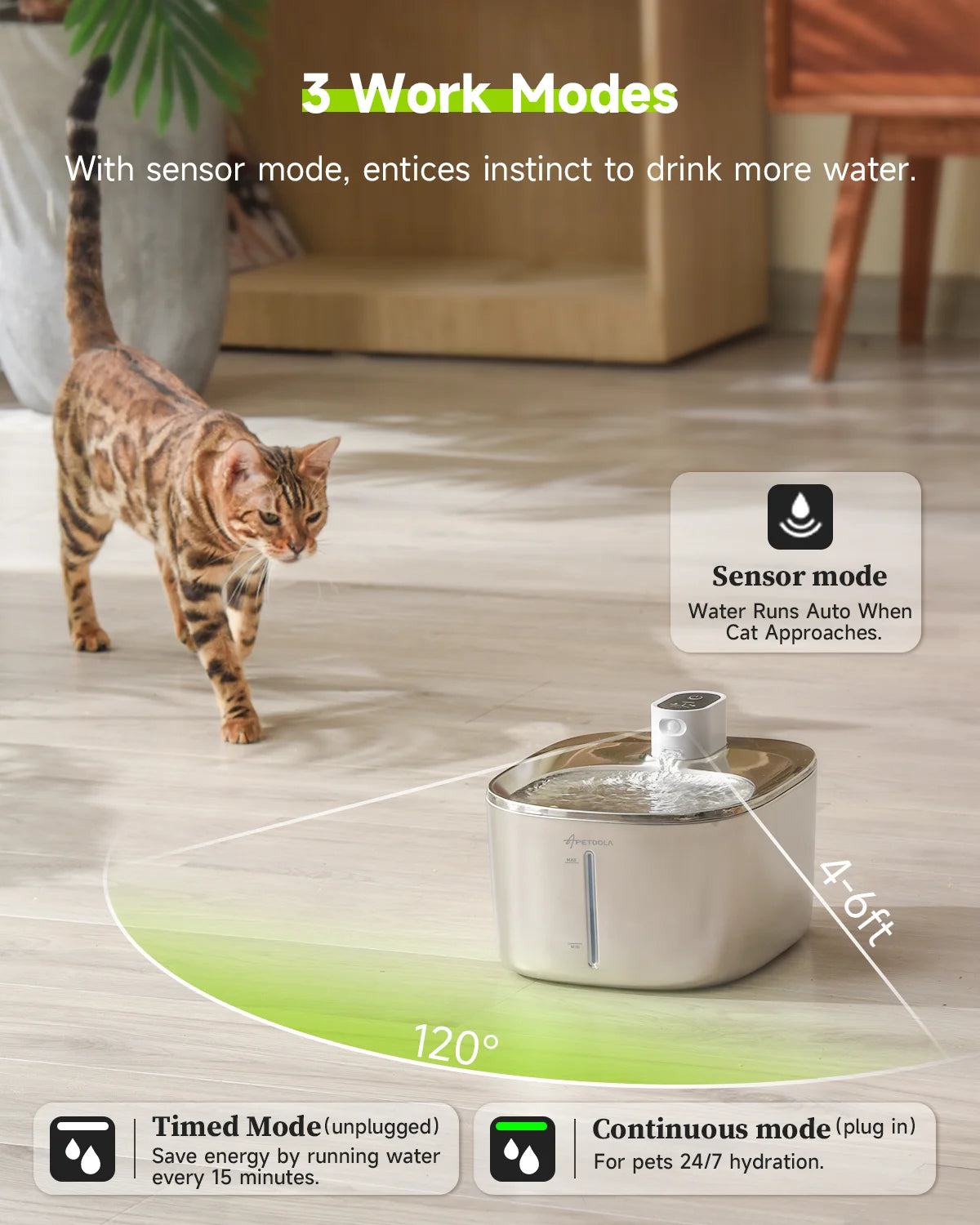 APETDOLA 4L Wireless Pet Water Fountain – Automatic Sensor Drinking Dispenser for Cats & Dogs