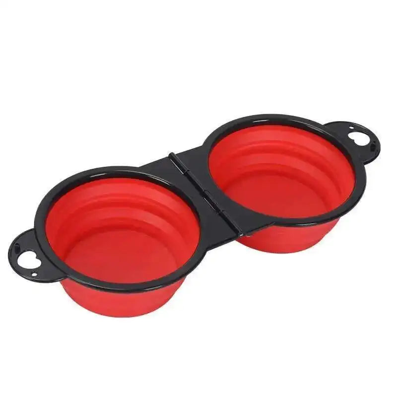 2-in-1 Collapsible Dog Travel Bowl – Double Folding Food & Water Bowl Portable Outdoor Feeder