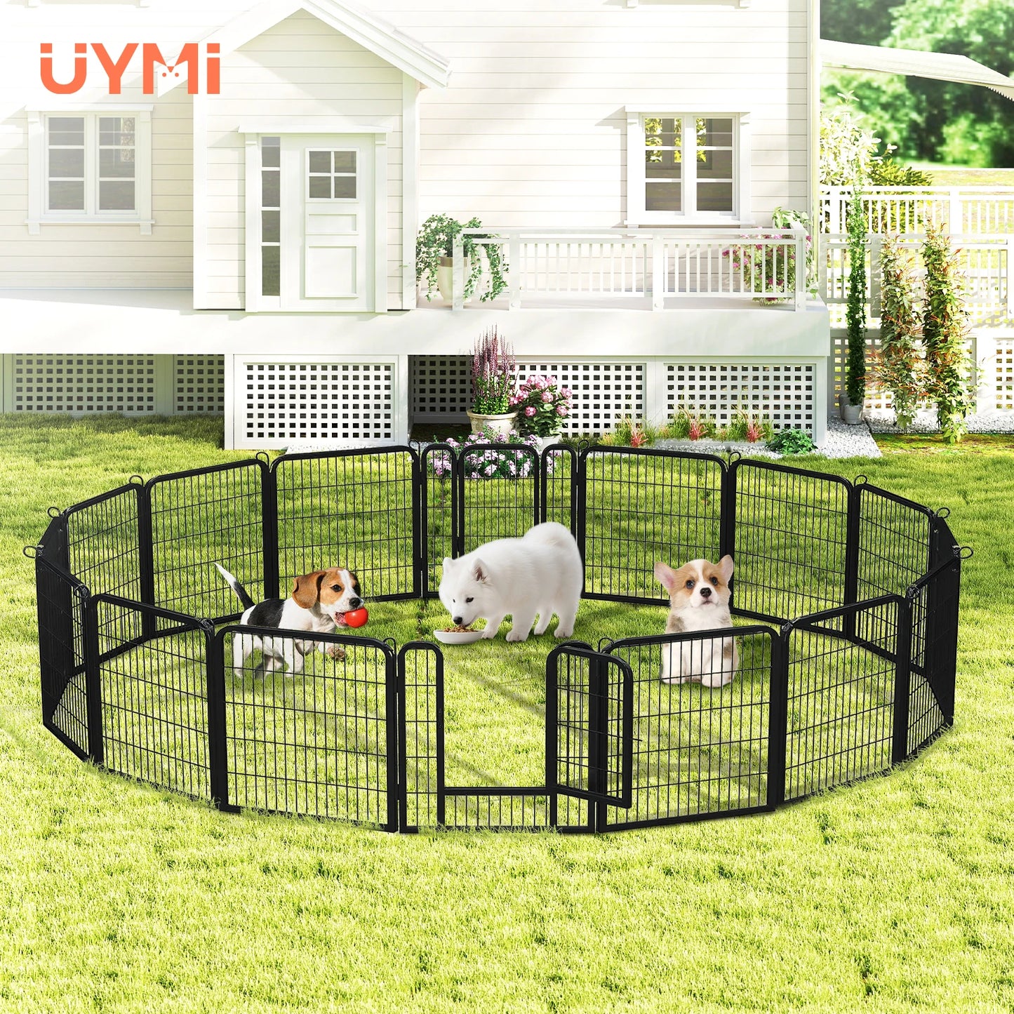 Foldable Metal Dog Playpen with Door – Indoor & Outdoor Puppy Fence
