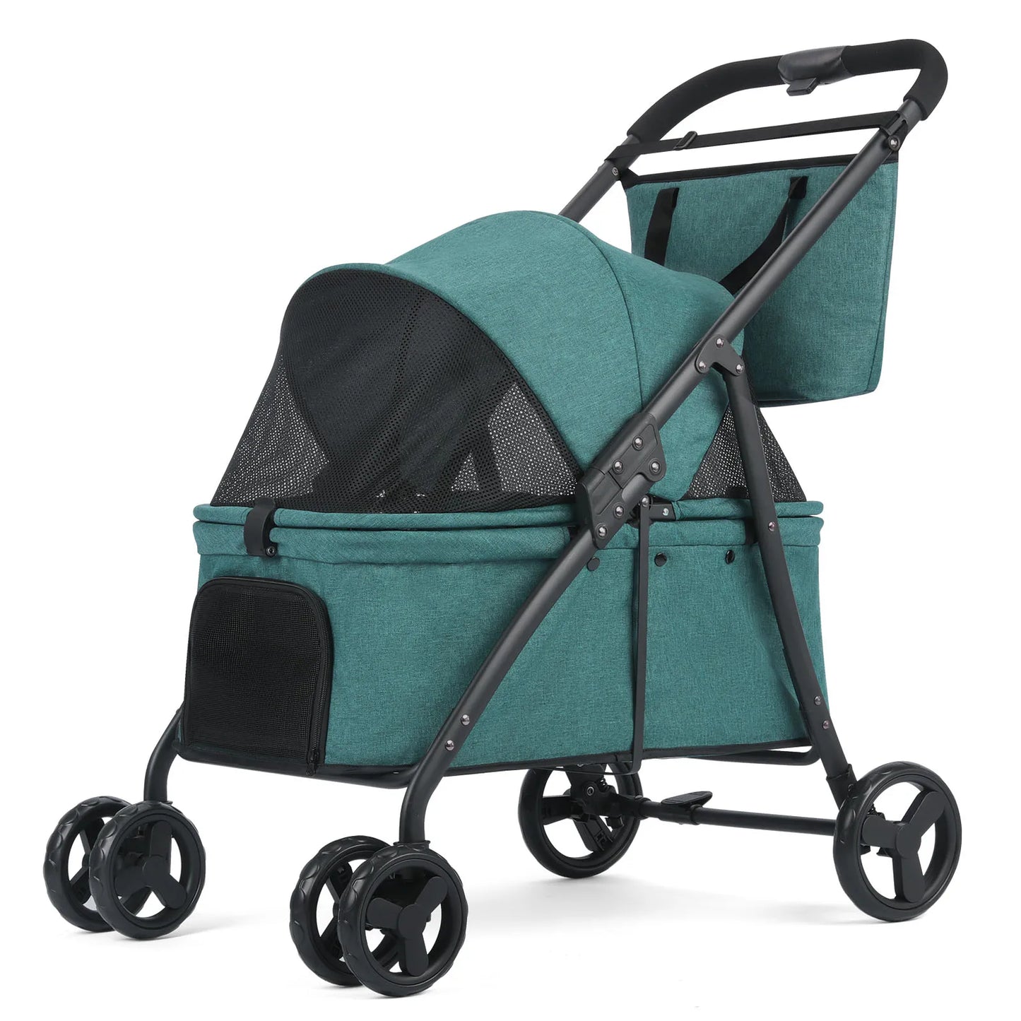 Foldable Pet Stroller – 4-Wheel Travel Buggy with Storage Bag for Dogs & Cats