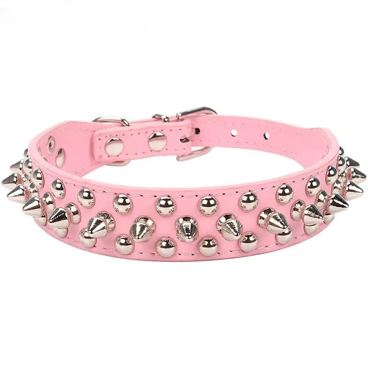 PU Leather Dog Collar Adjustable Spiked Rivet Punk Pet Collar Small Dog Cat
