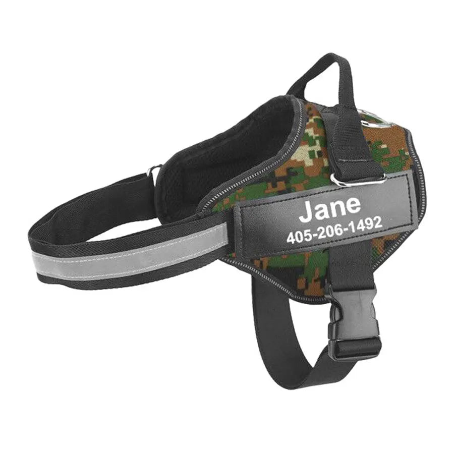 No-Pull Reflective Dog Harness – Adjustable Breathable Vest with Custom ID Patch