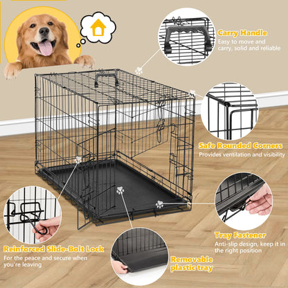 Foldable Dog Kennel with Tray – Indoor & Outdoor Use