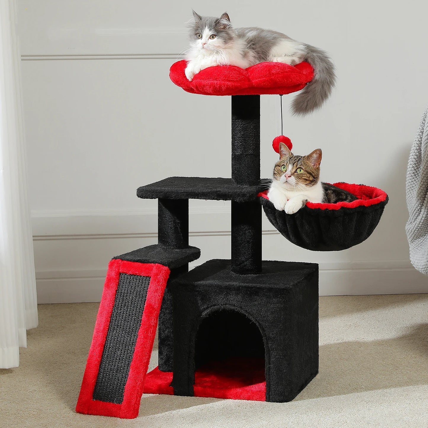 Cat Tree Tower – Cozy Condo, Wide Perch & Sisal Scratching Posts with Plush & Toy